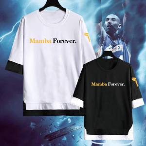 美娜同款mamba forevert桖曼巴精神湖人队纪念科比纯棉假两件短袖
