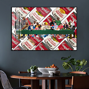 最后的晚餐挂画潮牌客厅卧室安迪沃霍尔装饰画潮流金宝汤罐头壁画