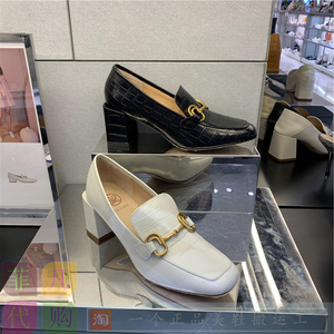 思加图2021春款国内正品代购方头英伦风乐福鞋粗高跟女单鞋9l338