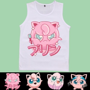动漫卡通宠物小精灵神奇宝可梦胖丁周边青少年夏衣服网眼背心无袖