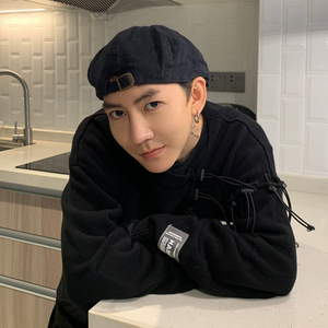 贝雷帽男春天黑色反戴复古前进帽男士ins潮大头围鸭舌帽子男春季