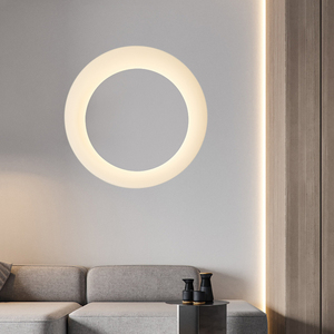 网红客厅背景墙圆形装饰嵌入式壁灯无主灯照明卧室无边框石膏灯具