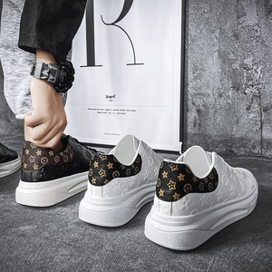 春秋季小白鞋男百搭休闲潮鞋欧洲站潮牌板鞋lv奢侈品厚底麦昆白鞋