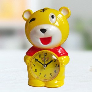 小老虎闹钟学生用钟表卧室懒人床头钟可爱儿童表夜灯贪睡唱歌铃音