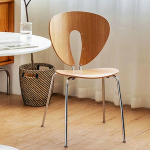 北欧斗篷椅现代简约靠背椅中古木质客厅餐桌椅设计师咖啡厅休闲椅