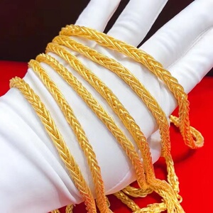 黄金999实心项链土豪男士项链牛绳链 72克左右 60厘米长 大金链子