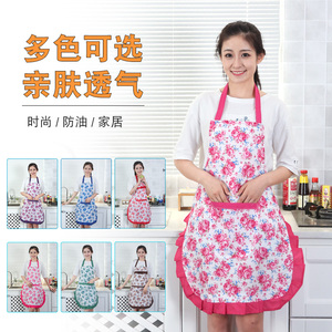 韩版围裙家用厨房防污防油做饭工作服时尚罩衣可爱蝴蝶结花边围腰