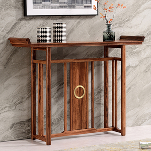 乌金木玄关台新中式全实木条案供桌长条案台简约现代中式客厅家具