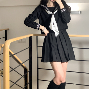 车厘子jk黑三本日系学院风校供长袖正统基础款水手服套装jk制服裙