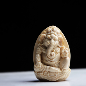 和顺斋猛犸象牙雕刻象神摆件猛犸象牙吊坠象鼻财神挂件牌子原创