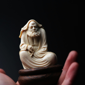 和顺斋猛犸象牙雕刻达摩祖师大小摆件禅意境牙雕收藏菩提悟道手工