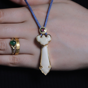 和顺斋猛犸象牙如意吊坠猛犸牙小挂件s925银镶嵌女士女神生日礼物