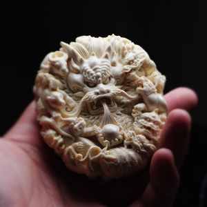 和顺斋猛犸象牙雕刻龙生九子摆件猛犸牙小摆件手工礼品收藏工艺品