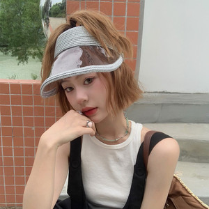露顶女士太阳帽子2022年新款适合短发的遮阳帽骑车防晒帽吹不翻潮