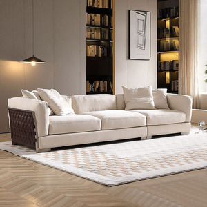 意式极简Cestone沙发客厅现代简约编织皮革直排式设计师布艺沙发