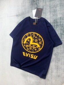 福神日本直邮evisu夏季圆领休闲短袖家花图案小m印花纯棉男女t恤