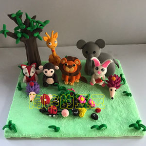 森林动物彩泥成品超轻粘土橡皮泥熊猫diy自选动植物组合幼儿手工