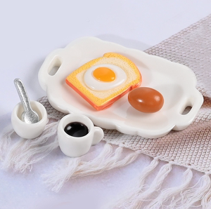 迷你早餐系列鸡蛋咖啡杯勺子吐司片diy奶油胶手机壳仿真树脂配件
