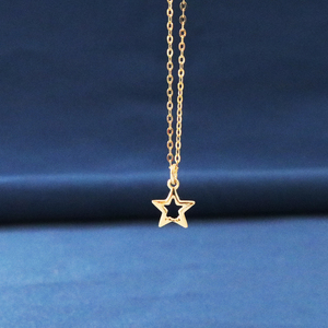 镂空五角星黄金项链