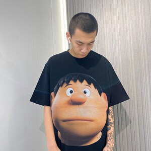 夏季新款-胖虎卡通纯棉静香大雄重磅ins宽松大码男女头像短袖t恤