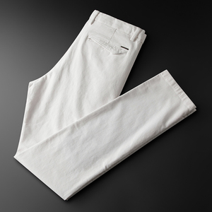 秋冬季保暖条绒休闲裤男修身时尚品质弹力白色灯芯绒裤子男小直筒