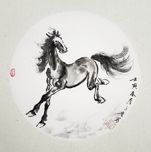 国画水墨写意真迹马到成功可按要求订制