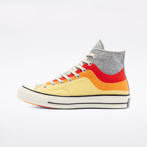 韩国代购converse匡威新款男女高帮时尚拼接红橙黄帆布鞋169518c
