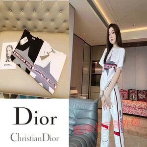 dior/迪奥2022春夏新款滑雪系列五角星字母印花情侣款短袖女t恤男