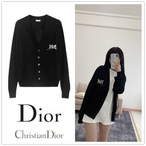 dior/迪奥 21秋冬新款宽松上衣女字母刺绣logo针织开衫毛衣外套女