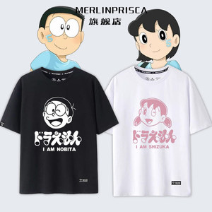 筑创旗舰店天猫大雄静香机器猫联名小羊小叮当衣服肖情侣恩涂鸦连帽