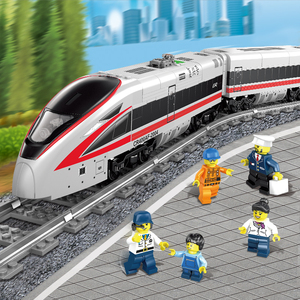 复兴号和谐号高铁拼装玩具益智智力乐高火车积木模型轨道系列男孩