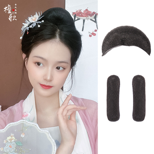 古装汉服头饰女牛角发型假发发髻古风发饰发冠步摇垫发包套装配饰