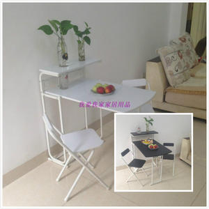 简易餐桌长方形折叠餐桌椅组合靠墙桌可折叠吧台桌厨房家用餐桌椅