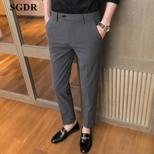 西装九分裤男皮鞋