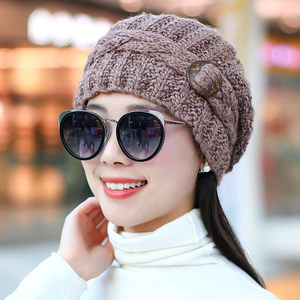 毛线帽子女冬天韩版休闲加绒里衬保暖针织帽冬季双层防寒护耳帽
