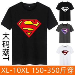 超人DC正义联盟电影周边大码衣服加肥码大号肥佬胖子男士短袖T恤