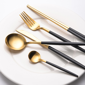 黑色欧式拉丝不锈钢勺 西餐刀叉筷咖啡勺INS简约哑光高端西餐餐具