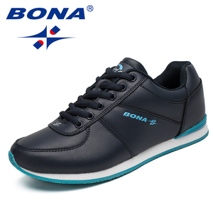 Bona运动女鞋休闲透气舒适运动鞋户外徙步鞋轻便防滑大码跑步鞋女