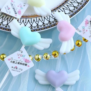 天使之翼棒棒糖马卡龙粉色梦幻情人节礼物送女友心形高颜值糖果