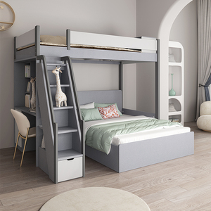 双人床上下铺成人儿童双层床两层高架床子母床带衣柜错位型上下床