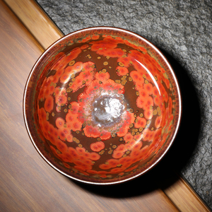 名家收藏大师蔡炳盛火凤凰建盏茶杯铁胎茶盏陶瓷天目盏功夫主人杯