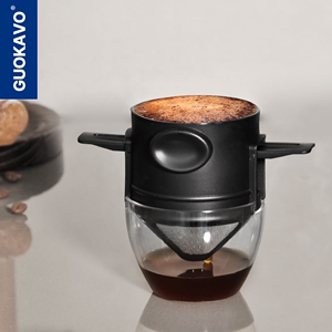 GUO 可折叠手冲咖啡过滤杯 不锈钢过滤网双层过滤器 滴漏器具茶滤