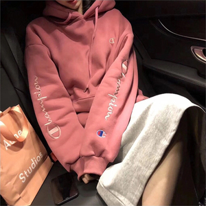 0051人付款淘宝日本代购champion冠军卫衣女长袖彩虹拼接宽松慵懒风