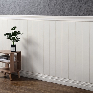 墙纸自粘3d立体墙贴卧室温馨木纹墙裙幼儿园护墙板防水防撞泡沫加厚贴