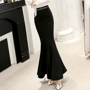 新款黑色裙子女秋冬鱼尾裙半身裙包臀裙长款高腰显瘦名媛加绒长裙