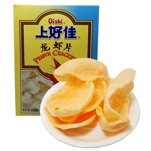 上海上好佳龙虾片 油炸生龙虾片200g盒装膨化食品 需油炸后食用