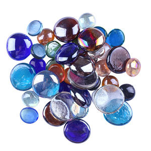 玻璃扁珠子 金鱼缸水培造景 彩色玻璃石头 水培植物五彩装饰石头