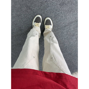 米白色双膝卡哈特伐木裤男vintage美式b01版型裤子微喇工装牛仔裤