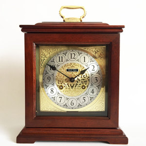 实木机械台钟座钟德国赫姆勒报时机芯双铃游丝机械钟发条时钟摆件