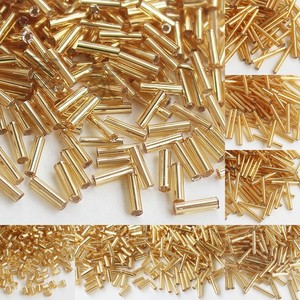 灌银金色系列各规格长管短管散珠材料包diy管珠材料流苏玻璃珠管